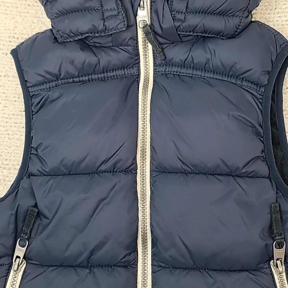 H & M L.O.G.G. Kids Hooded Zip Up Quilted Puffer Fleece Lined Vest/Jacket Navy